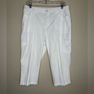 Cato Classic White Capri Pants Cargo Pockets Cotton Size 12